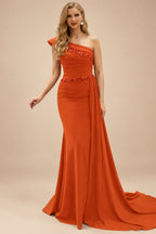 Rutipo Burnt Orange Sheath/Column Chiffon Mother Of The Bride Dresses With High Split