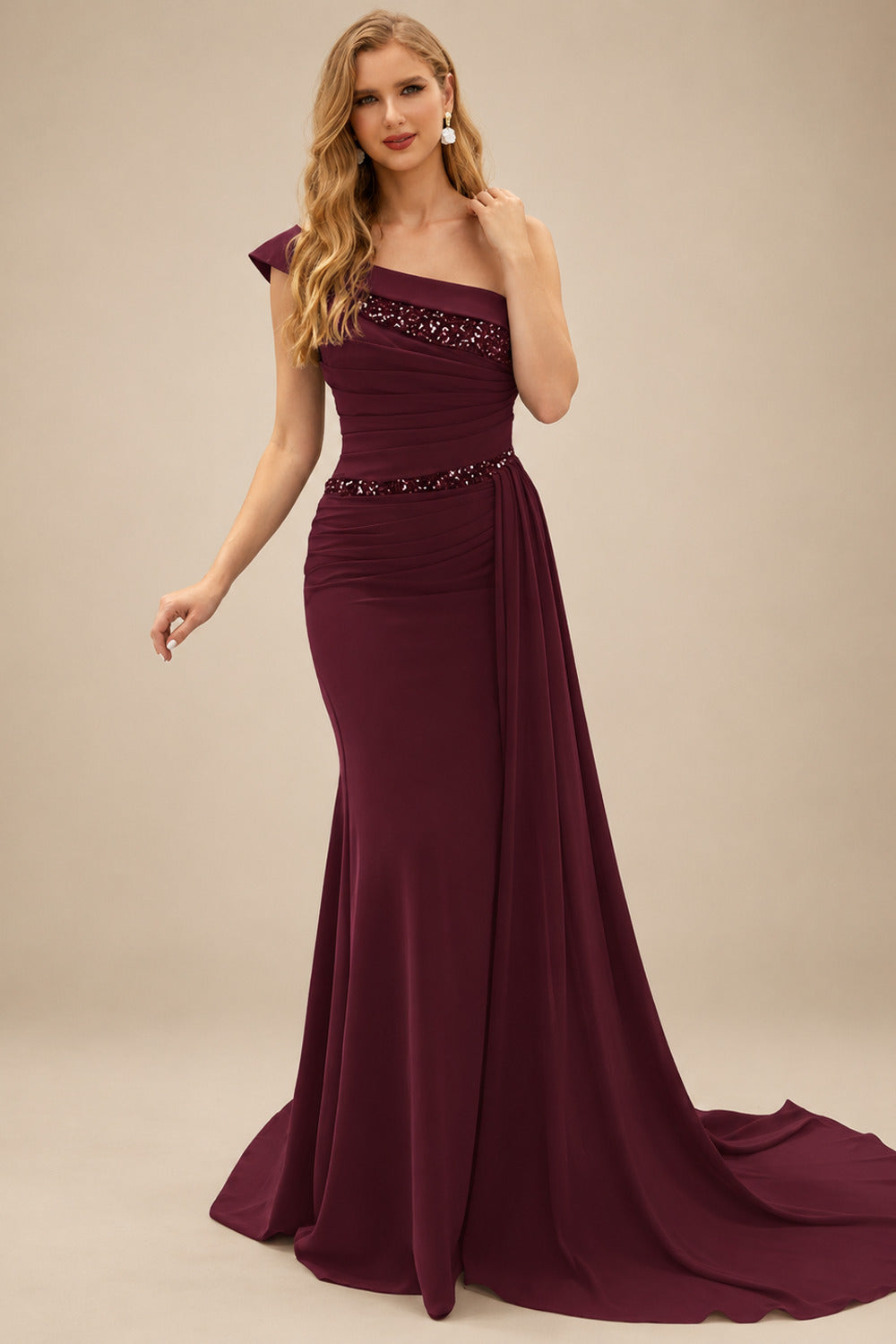 Rutipo Cabernet Sheath/Column Chiffon Mother Of The Bride Dresses With High Split