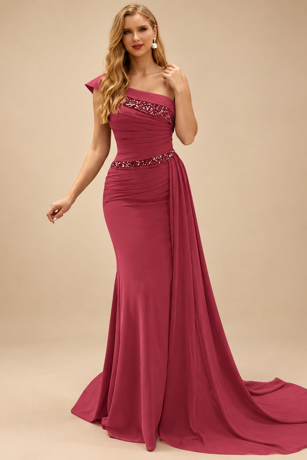 Rutipo Cinnamon Rose Sheath/Column Chiffon Mother Of The Bride Dresses With High Split