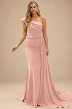 Rutipo Dusty Rose Sheath/Column Chiffon Mother Of The Bride Dresses With High Split