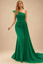 Rutipo Forest Green Sheath/Column Chiffon Mother Of The Bride Dresses With High Split