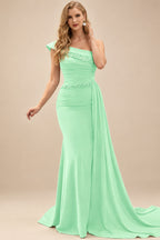 Rutipo Mint Green Sheath/Column Chiffon Mother Of The Bride Dresses With High Split