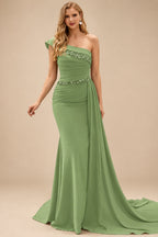 Rutipo Moss Green Sheath/Column Chiffon Mother Of The Bride Dresses With High Split