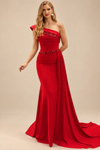 Rutipo Red Sheath/Column Chiffon Mother Of The Bride Dresses With High Split