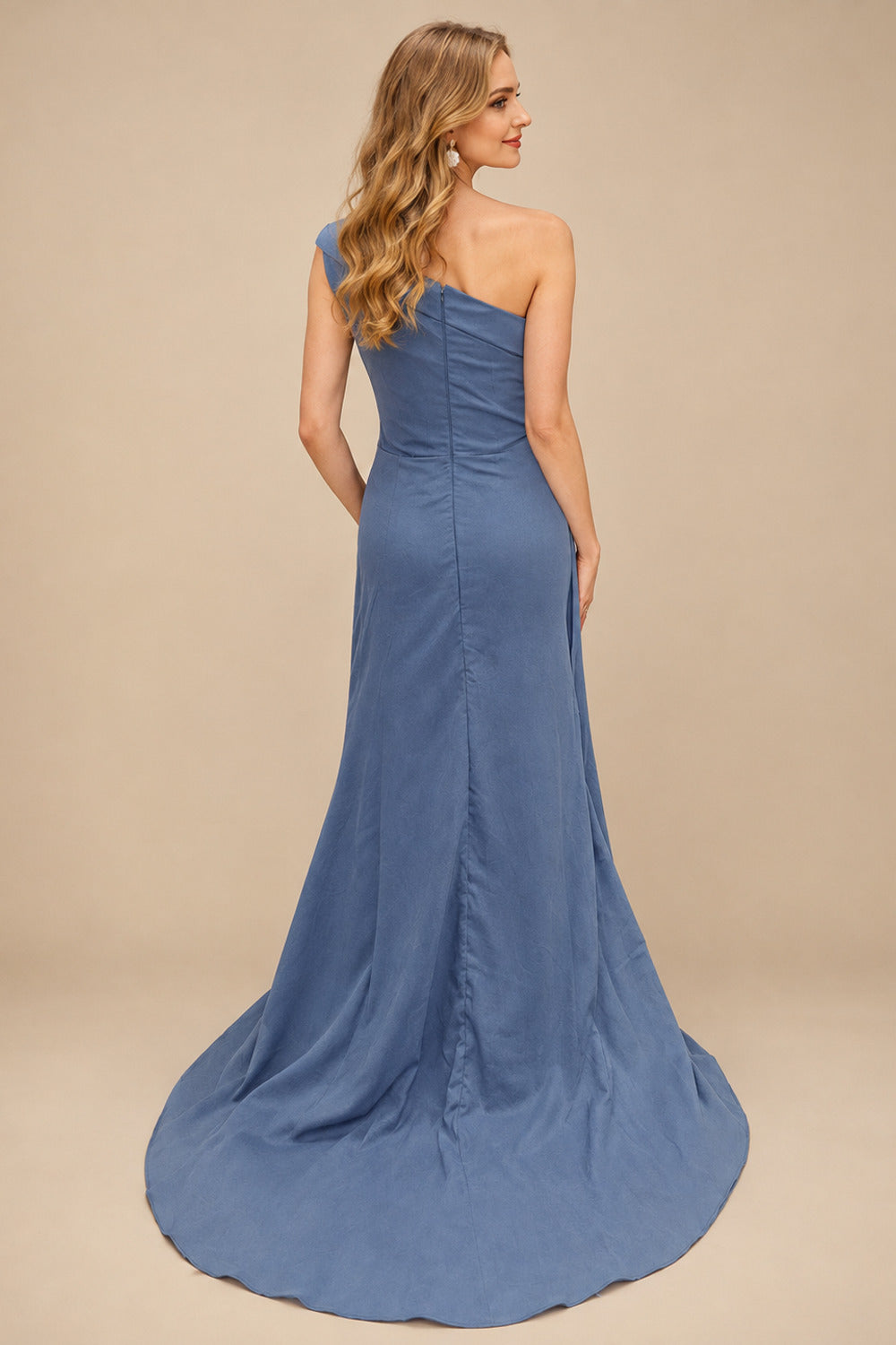 Rutipo Slate Blue Sheath/Column Chiffon Mother Of The Bride Dresses With High Split