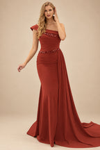 Rutipo Vermilion Sheath/Column Chiffon Mother Of The Bride Dresses With High Split