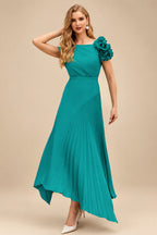Rutipo Jade A-Line Asymmetrical Stretch Chiffon Mother Of The Bride Dresses With Pleated/Flower(s)