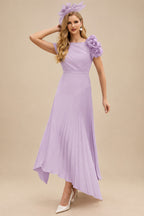 Rutipo Lilac A-Line Asymmetrical Stretch Chiffon Mother Of The Bride Dresses With Pleated/Flower(s)