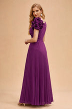 Rutipo Orchid A-Line Asymmetrical Stretch Chiffon Mother Of The Bride Dresses With Pleated/Flower(s)
