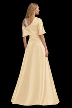 Rutipo Champagne Unique Two Tone Asymmetrical Overskirt Crepe Satin Mother Of The Bride Dresses With Rhinestone