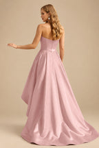 Rutipo Dusty Rose Ball-Gown/Princess Sleeveless Strapless Satin Asymmetrical Prom Dress With Pleated