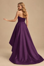 Rutipo Grape Ball-Gown/Princess Sleeveless Strapless Satin Asymmetrical Prom Dress With Pleated