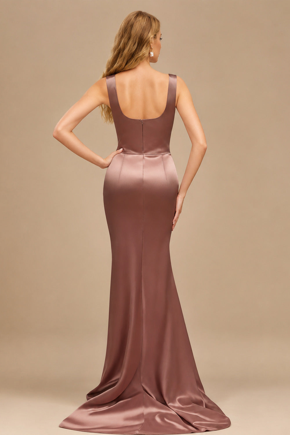Rutipo As Picture Flattering Square Neckline Ruched Wasit Prom Dresses With High Slit