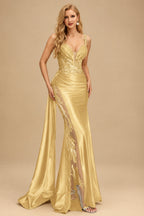 Rutipo Gold Sexy Sweetheart Trumpet/Mermaid Sparkly Lace Prom Dresses