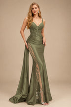 Rutipo Olive Green Sexy Sweetheart Trumpet/Mermaid Sparkly Lace Prom Dresses