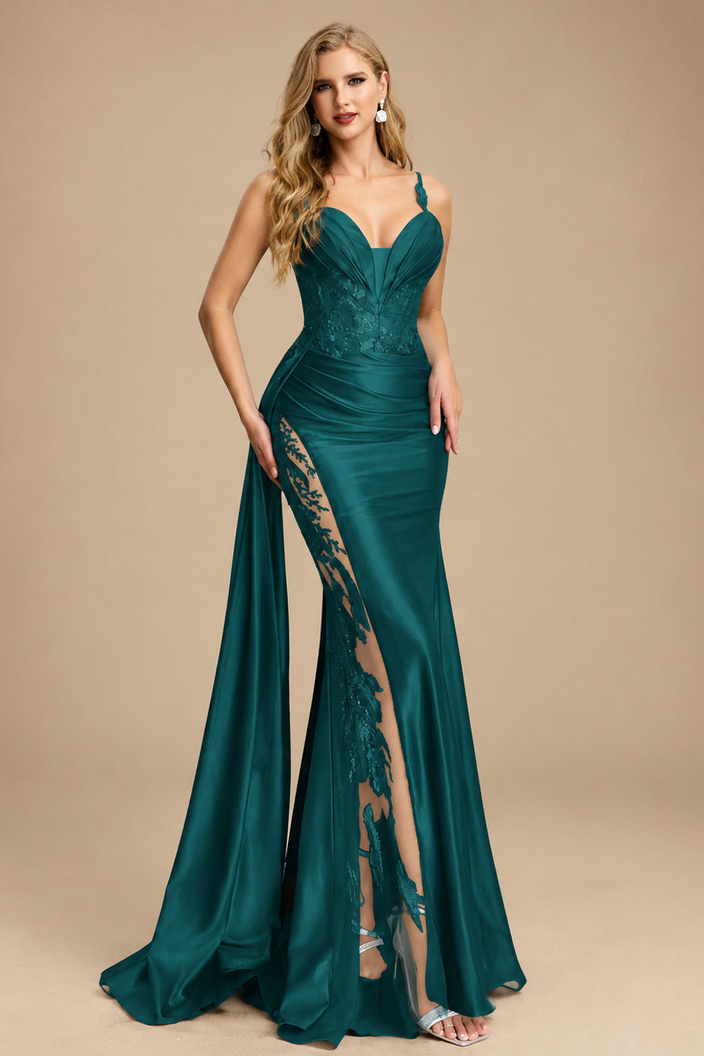 Rutipo Peacock Sexy Sweetheart Trumpet/Mermaid Sparkly Lace Prom Dresses