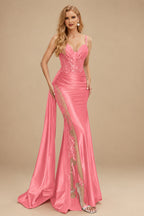 Rutipo Watermelon Sexy Sweetheart Trumpet/Mermaid Sparkly Lace Prom Dresses