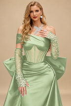 Rutipo Celadon Sparkly Beading Sheath/Column Slit Prom Dresses