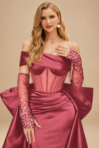 Rutipo Cinnamon Rose Sparkly Beading Sheath/Column Slit Prom Dresses