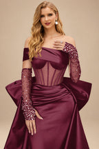 Rutipo Mulberry Sparkly Beading Sheath/Column Slit Prom Dresses