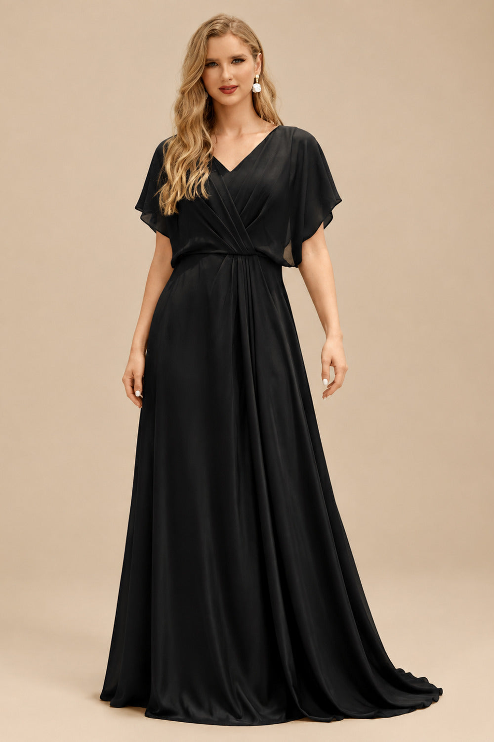 Rutipo Black Sparkle Bejeweled Plunge Neck One-Shoulder Matte Satin Prom Dresses With Front Slit