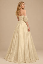 Rutipo Champagne A-Line Asymmetrical Sleeveless Floor-Length Organza/Satin Prom Dresses