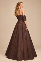 Rutipo Chocolate A-Line Asymmetrical Sleeveless Floor-Length Organza/Satin Prom Dresses