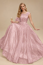 Rutipo Dusty Rose A-Line Asymmetrical Sleeveless Floor-Length Organza/Satin Prom Dresses