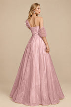 Rutipo Dusty Rose A-Line Asymmetrical Sleeveless Floor-Length Organza/Satin Prom Dresses