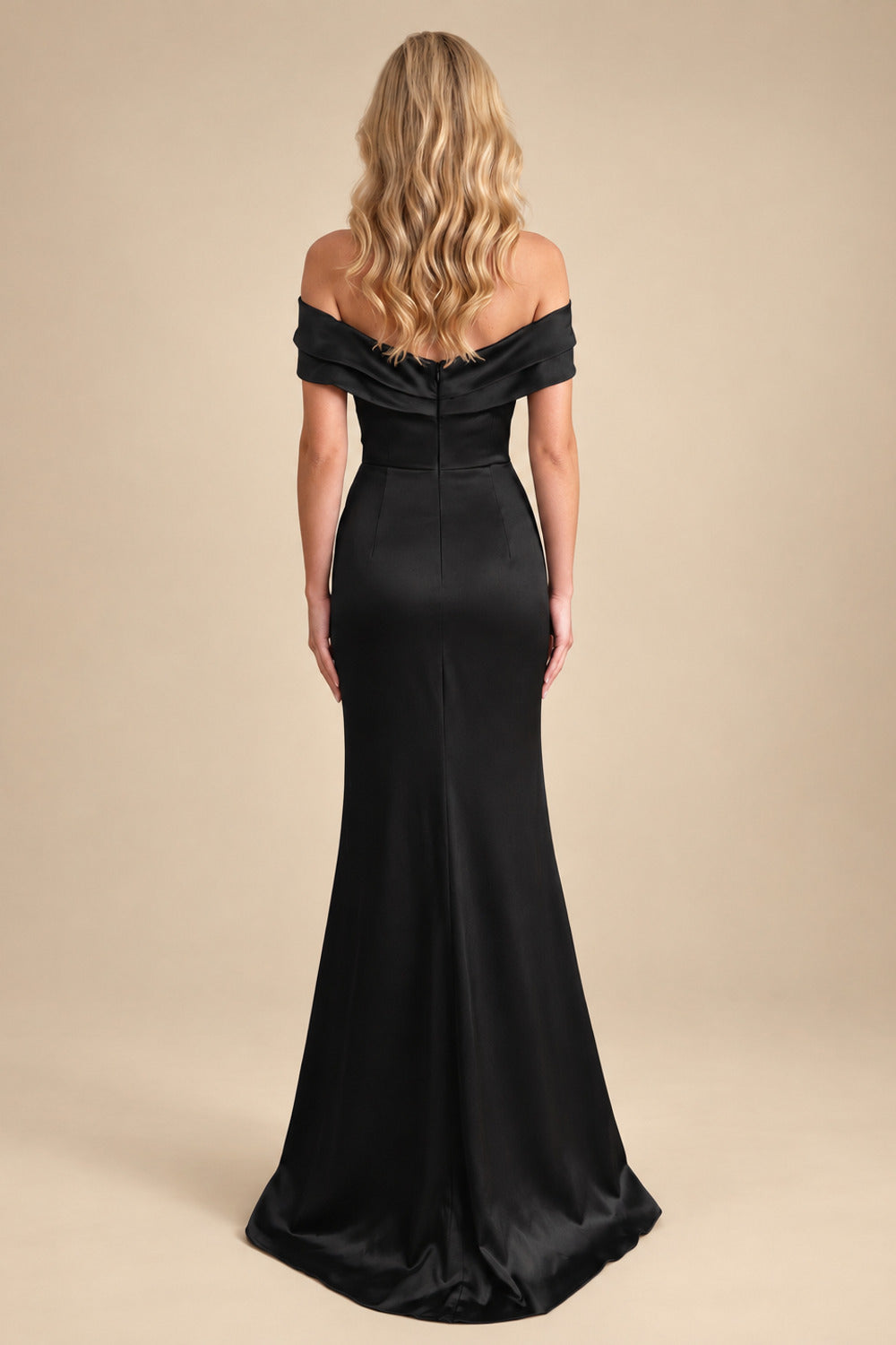 Rutipo Black Sheath/Column Off-The-Shoulder Sleeveless Acetate Satin Prom Dresses With Rhinestone
