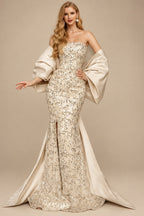 Rutipo As Picture Trumpet/Mermaid Off-The-Shoulder Sequined Prom Dresses With Split Front