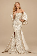 Rutipo As Picture Trumpet/Mermaid Off-The-Shoulder Sequined Prom Dresses With Split Front