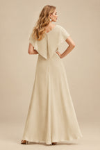 Rutipo Champagne Trumpet/Mermaid Silk Like Satin Prom Dresses With Lace/High Split