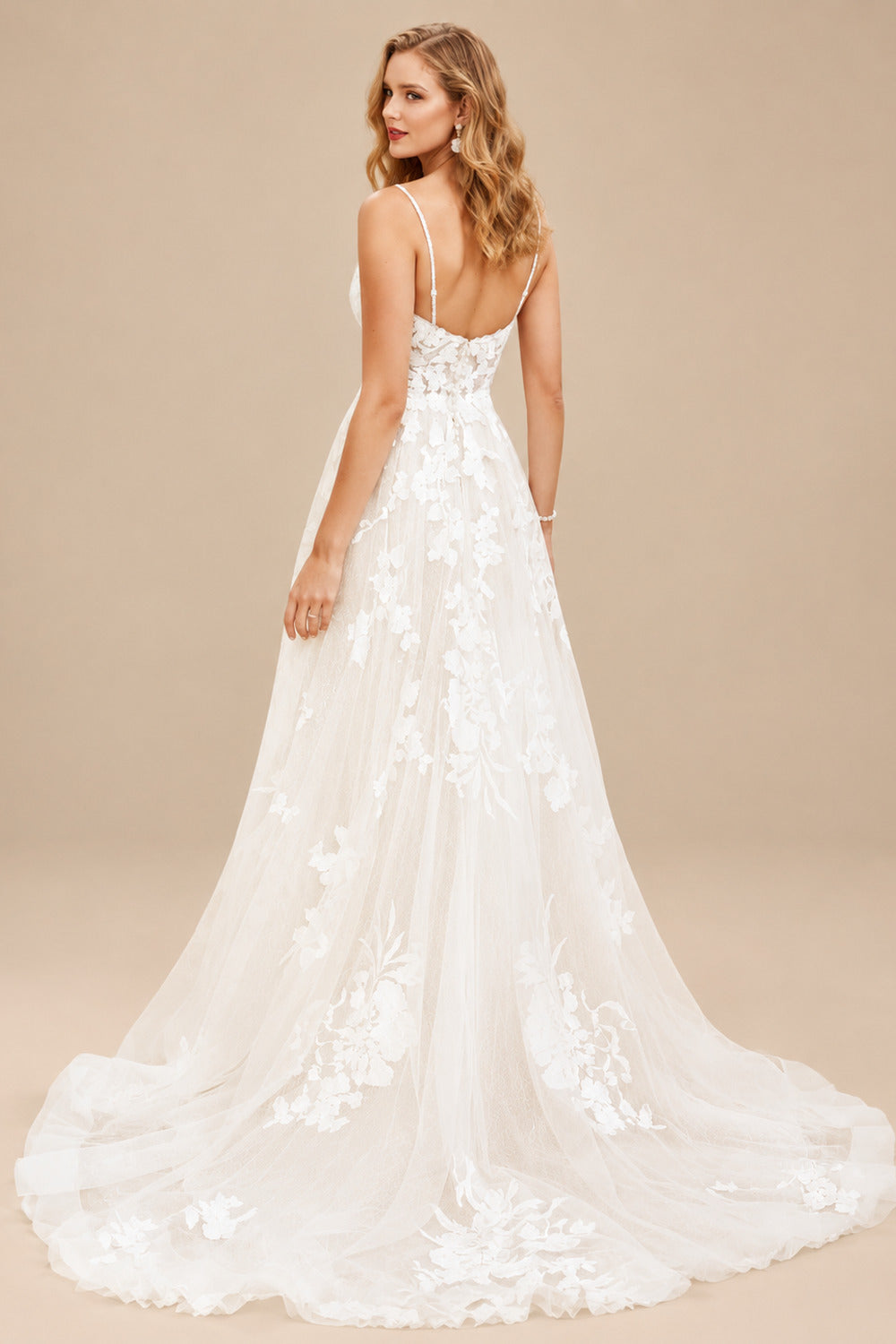 Rutipo Ivory Free-Spirited Princess Ball Gown Tulle Lace Wedding Dresses With Appliques Lace