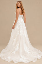 Rutipo Ivory Free-Spirited Princess Ball Gown Tulle Lace Wedding Dresses With Appliques Lace