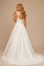 Rutipo Ivory Ball-Gown/Princess Sweetheart Sweep Train Satin Wedding Dress