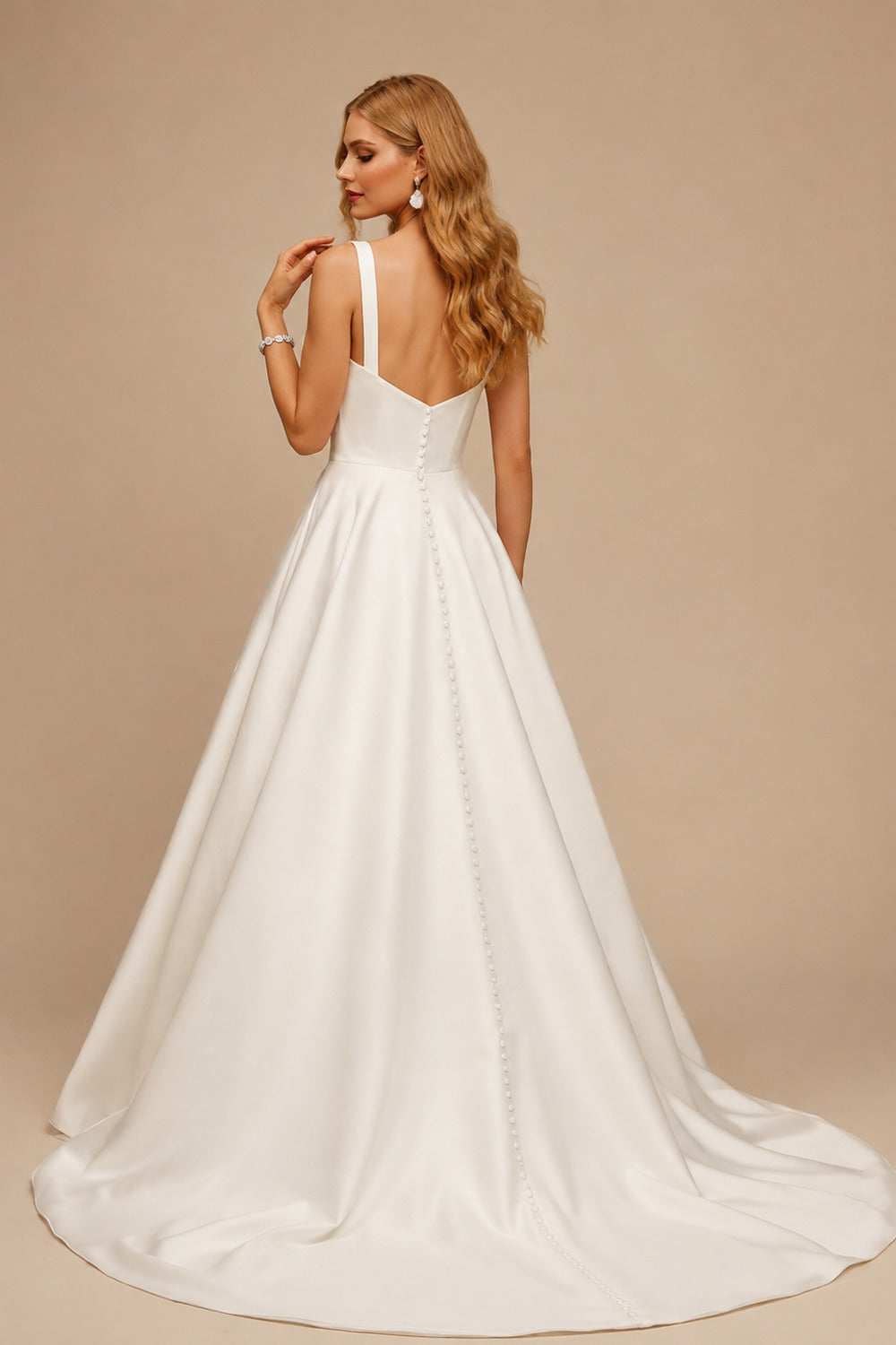 Rutipo Ivory Ball-Gown/Princess Sweetheart Sweep Train Satin Wedding Dress