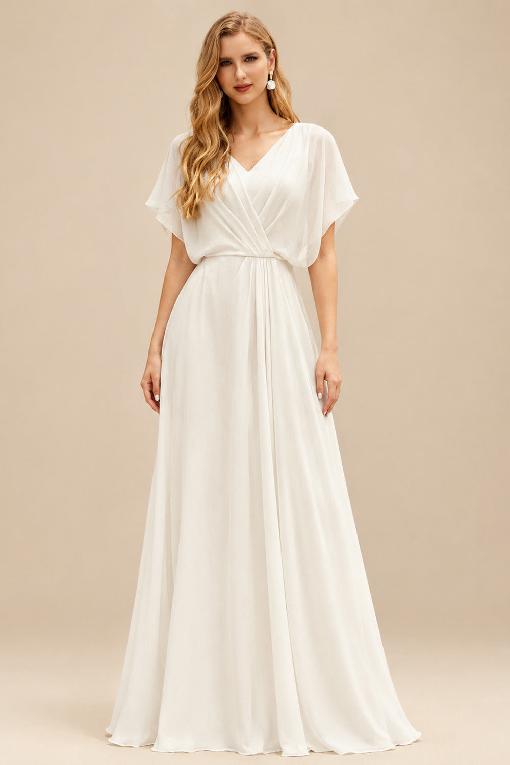 Rutipo Ivory Long Sleeve Weeding Dress With Sweetheart Neckline