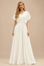 Rutipo Ivory Long Sleeve Weeding Dress With Sweetheart Neckline
