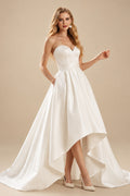 Rutipo Ivory Two-Piece Wedding Dresses With Satin Fabric Ball-Gown Zipper Sleeveless Ivory Simple Bridal Dress