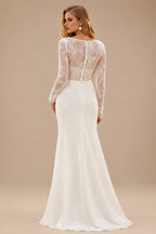 Rutipo Ivory Long Sleeves Romantic Lace Back Wedding Dresses With Square Neckline
