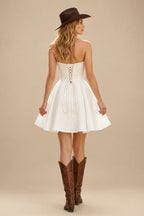 Rutipo Ivory Strapless Short Satin Wedding Dresses
