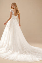 Rutipo Ivory Ball-Gown Princess Wedding Dress With Appliques Lace