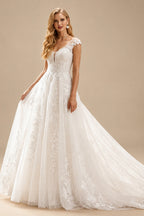 Rutipo Ivory Ball-Gown Princess Wedding Dress With Appliques Lace