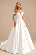 Rutipo Ivory Classic Modern Ballgown Wedding Dress With Pockets