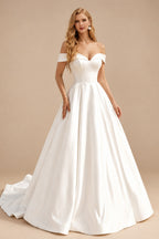 Rutipo Ivory Classic Modern Ballgown Wedding Dress With Pockets