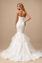 Rutipo Ivory Trumpet/Mermaid Vintage Sweetheart Wedding Dresses With Organza