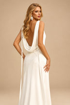 Rutipo Ivory Beach Open Back Silk Like Satin Wedding Dress
