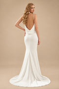 Rutipo Ivory Open Back Mermaid Elastic Satin Sexy Wedding Dresses With Satin