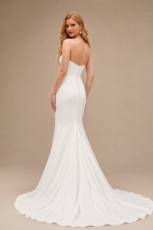 Rutipo Ivory Modern Strapless Trumpet/Mermaid Wedding Dresses